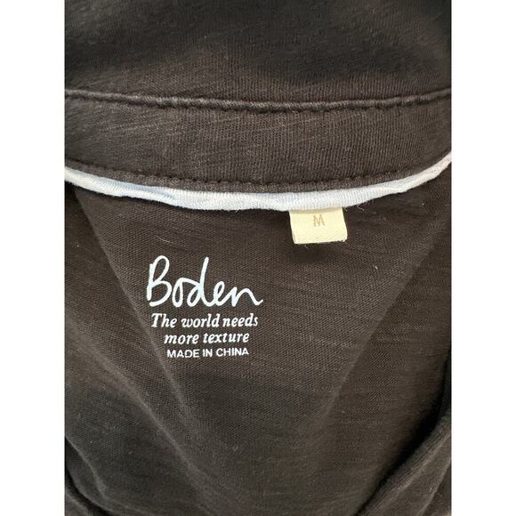 Boden Women's Black Long Sleeve Cotton V-neck Notched Collared Shirt, Size M EUC - Picture 7 of 7